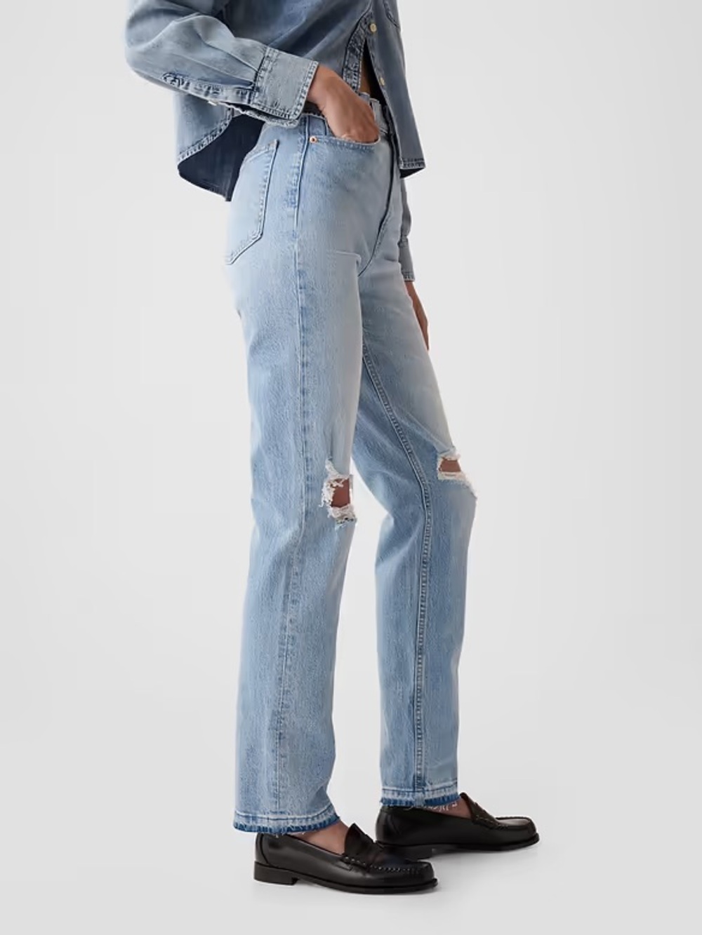 GAP cheeky straight high rise distressed jeans